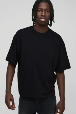 Outlet boohooMAN Basic Oversized Boxy Crew Neck T-shirt black