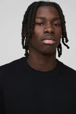 Outlet boohooMAN Basic Oversized Boxy Crew Neck T-shirt black