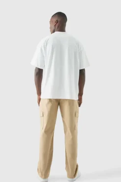 Cheap boohooMAN Basic Oversized Extended Neck T-Shirt white