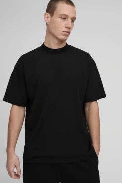 Clearance boohooMAN Basic Oversized Extended Neck T-Shirt black