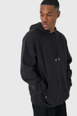 Cheap boohooMAN Basic Oversized Over The Head Hoodie black