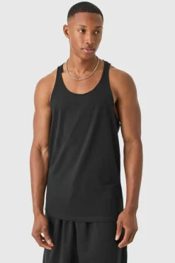 Clearance boohooMAN Basic Racer Back Vest black