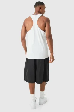 Cheap boohooMAN Basic Racer Back Vest white