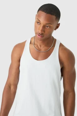 Cheap boohooMAN Basic Racer Back Vest white