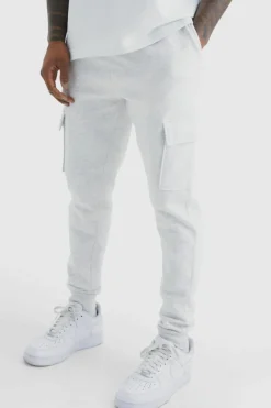Flash Sale boohooMAN Basic Skinny Fit Cargo Jogger grey marl