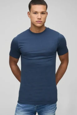 New boohooMAN Basic Slim Fit Crew Neck T-Shirt navy