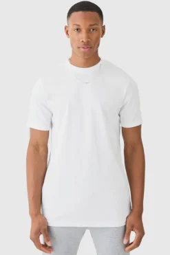 Store boohooMAN Basic Slim Fit Crew Neck T-Shirt white