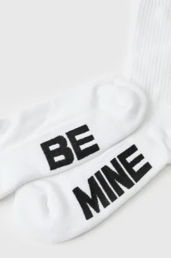Sale boohooMAN Be Mine Jacquard Socks white