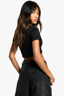 Flash Sale boohoo Basic Cotton Cropped Baby T-shirt black