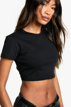 Flash Sale boohoo Basic Cotton Cropped Baby T-shirt black