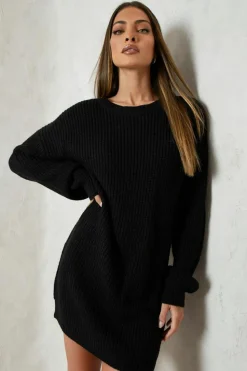 Cheap boohoo Crew Neck Jumper Dress black
