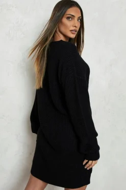 Cheap boohoo Crew Neck Jumper Dress black