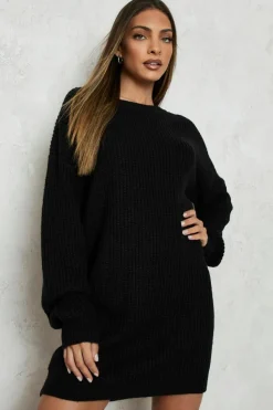 Cheap boohoo Crew Neck Jumper Dress black