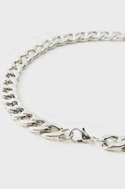 Shop boohooMAN Black Chain Necklace silver