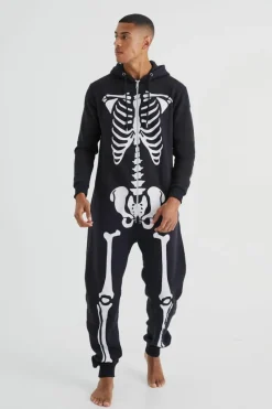 Best boohooMAN Skeleton Onesie black