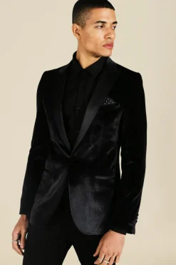 Cheap boohoo Skinny Velour Party Suit black