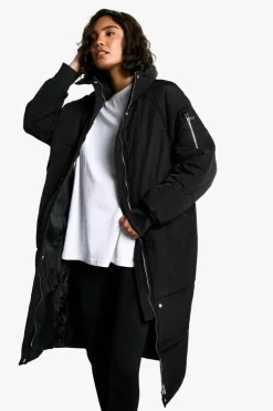 Cheap boohoo Tall Longline Padded Coat black