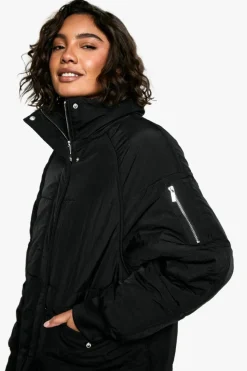 Cheap boohoo Tall Longline Padded Coat black