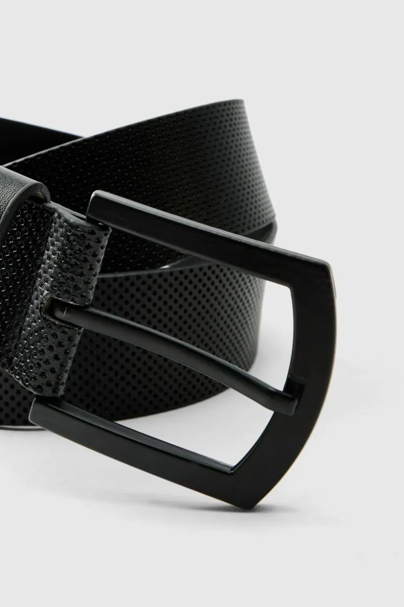 Clearance boohooMAN Textured Belt black
