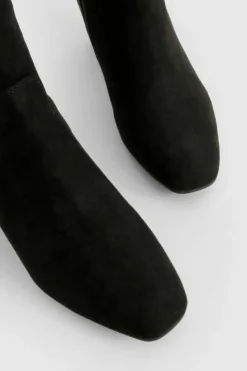 Best Sale boohoo Block Heel Faux Suede Over The Knee Boots black