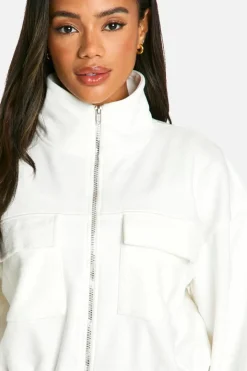 Cheap boohoo Bomber Loopback Tracksuit cream