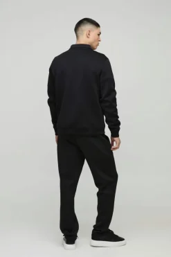 New boohooMAN Bonded Scuba Harrington Jacket black