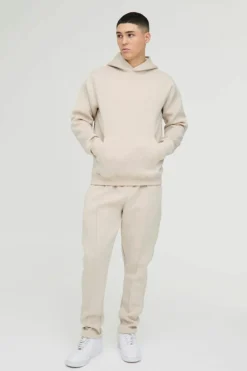 Sale boohooMAN Bonded Scuba Hooded Tracksuit stone