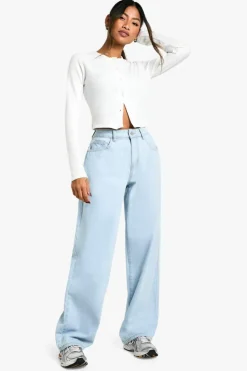 Hot boohoo Basics Baggy Boyfriend Jeans bleached blue