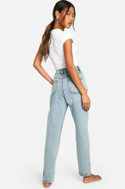 Best Sale boohoo Basics High Waisted Slim Fit Jeans light blue