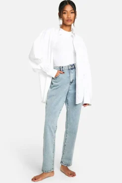 Best Sale boohoo Basics High Waisted Slim Fit Jeans light blue