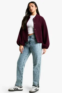Best Sale boohoo Basics High Waisted Split Hem Straight Leg Jeans light blue