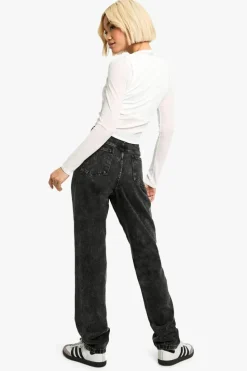 New boohoo Basics High Waisted Straight Leg Jeans washed black