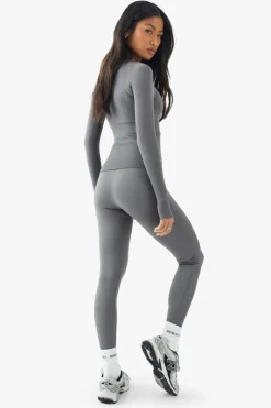 Online boohoo Basics Seamless Rib Legging charcoal