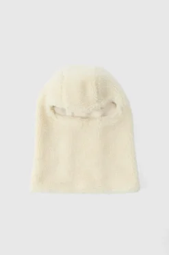 New boohooMAN Borg Ski Hood ecru