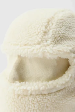 New boohooMAN Borg Ski Hood ecru