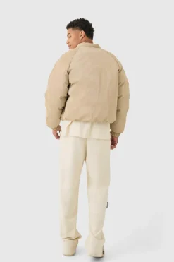 Best Sale boohooMAN Boxy Bm Extreme Heavyweight Pu Padded Puffer In taupe