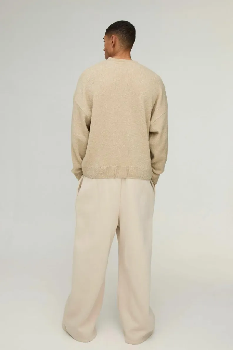 Hot boohooMAN Boxy Boucle Knitted Sweatshirt ecru