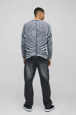 Cheap boohooMAN Boxy Fit Fluffy Textured Contrast Knit Jumper black