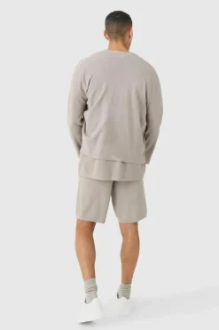 Discount boohooMAN Boxy Fit Knitted Cardigan light grey