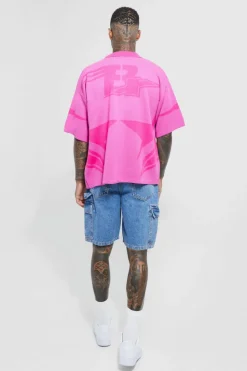 Outlet boohooMAN Boxy Fit Knitted Moto Shirt pink