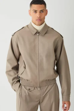 Cheap boohoo Boxy Formal Bomber Smart Set taupe