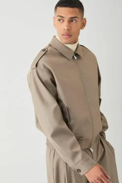 Cheap boohoo Boxy Formal Bomber Smart Set taupe