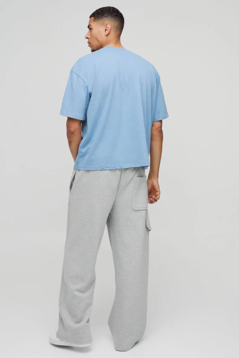 Cheap boohooMAN Boxy Heavyweight 3D Embroidery BM T-Shirt slate blue