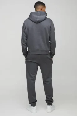 Store boohooMAN Boxy Hooded Tracksuit charcoal
