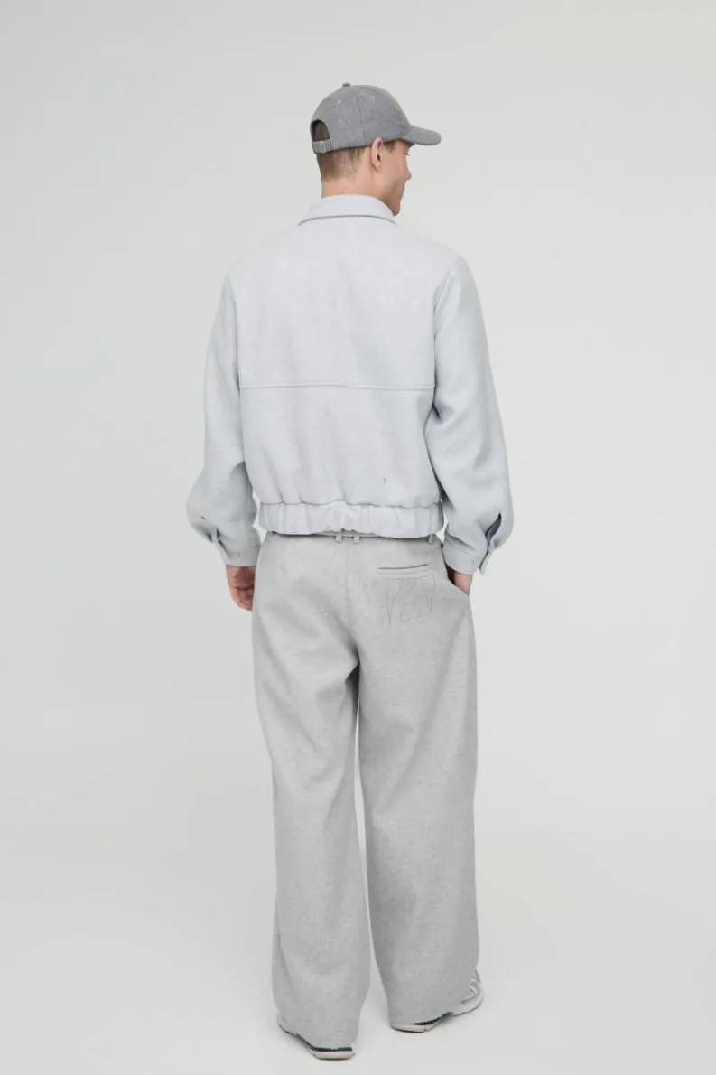 Clearance boohooMAN Boxy Melton Harrington Jacket grey