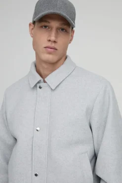 Clearance boohooMAN Boxy Melton Harrington Jacket grey