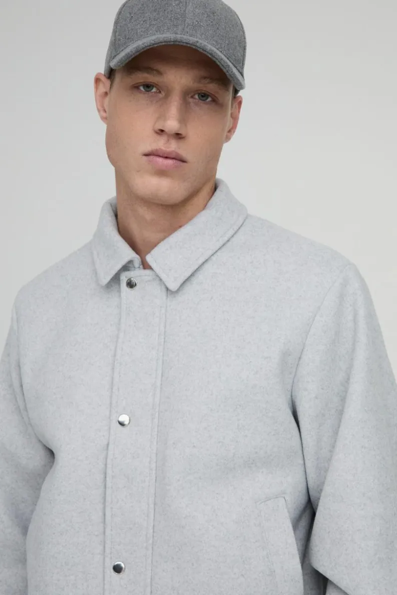 Clearance boohooMAN Boxy Melton Harrington Jacket grey