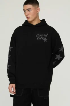 Fashion boohooMAN Boxy MMXIII Tonal Graphic Hoodie black