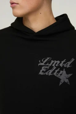 Fashion boohooMAN Boxy MMXIII Tonal Graphic Hoodie black