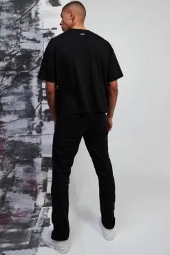 Clearance boohooMAN Boxy Oversized Premium Silicone Print T-shirt black